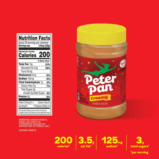 Peter Pan Creamy Peanut Butter Spread, Smooth, Gluten-Free, 40 oz Jar