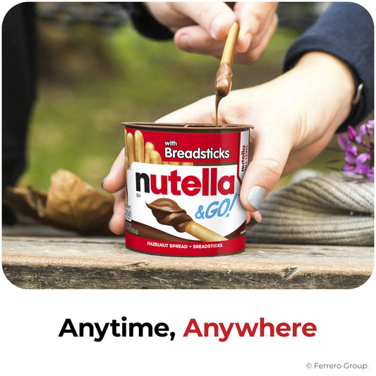 Nutella & GO! Chocolate Hazelnut Spread with Cocoa + Breadsticks, 4 Snack Packs, 1.8 oz Each