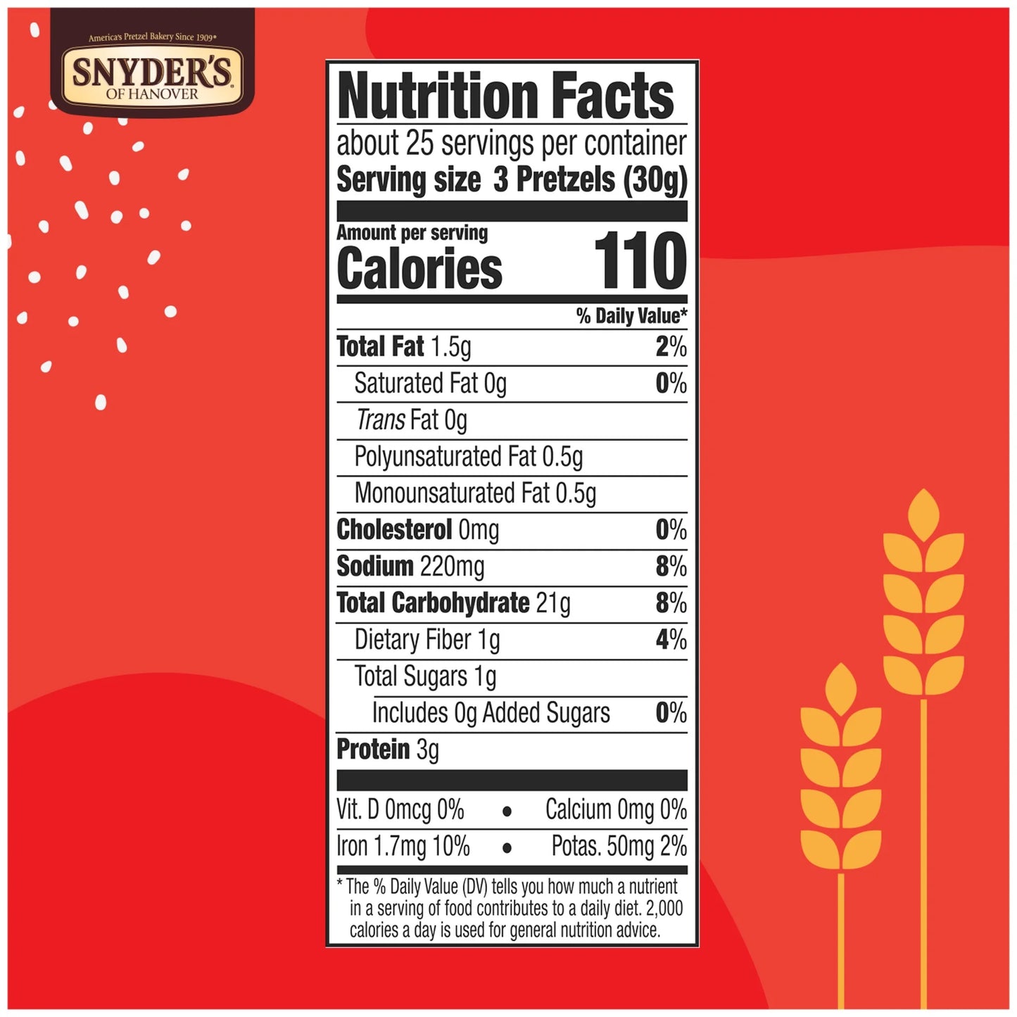 Snyder's of Hanover, Old Fashioned Pretzel Rods, 27 oz Canister