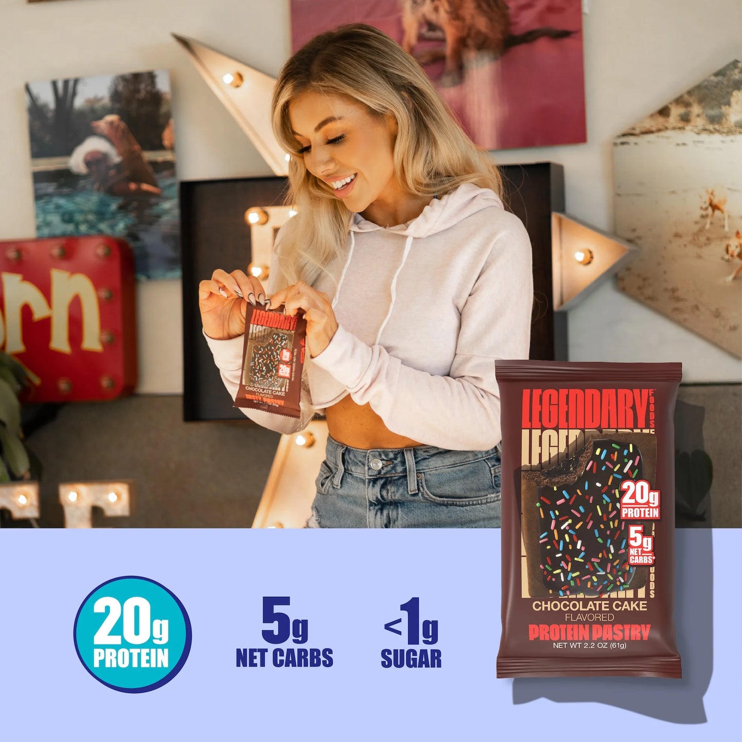 Legendary Foods Protein Pastry - Chocolate Cake 4 Pack | Protein Snack | Gluten-Free| Keto Friendly