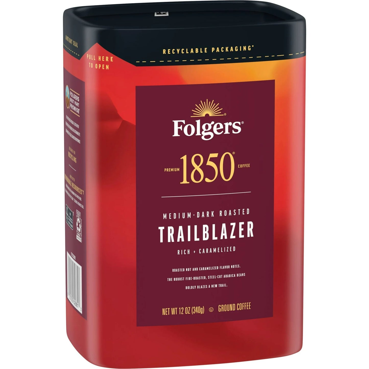 Folgers 1850 Trailblazer Medium Dark Roast Coffee, 12 oz Recyclable Canister