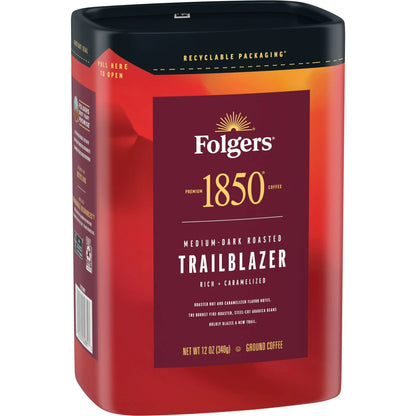Folgers 1850 Trailblazer Medium Dark Roast Coffee, 12 oz Recyclable Canister