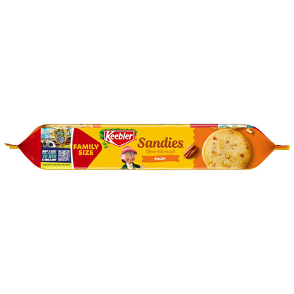 Keebler Sandies Pecan Cookies, Shortbread Cookies with Crunchy Pecans, Family Size 17.2 oz
