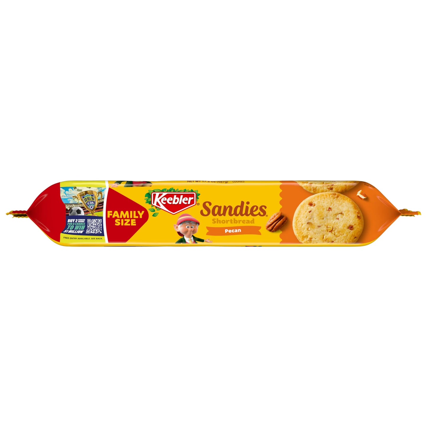 Keebler Sandies Pecan Cookies, Shortbread Cookies with Crunchy Pecans, Family Size 17.2 oz