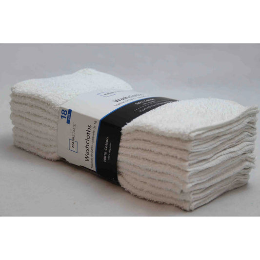 Mainstays 18-Pack Washcloth Bundle, White