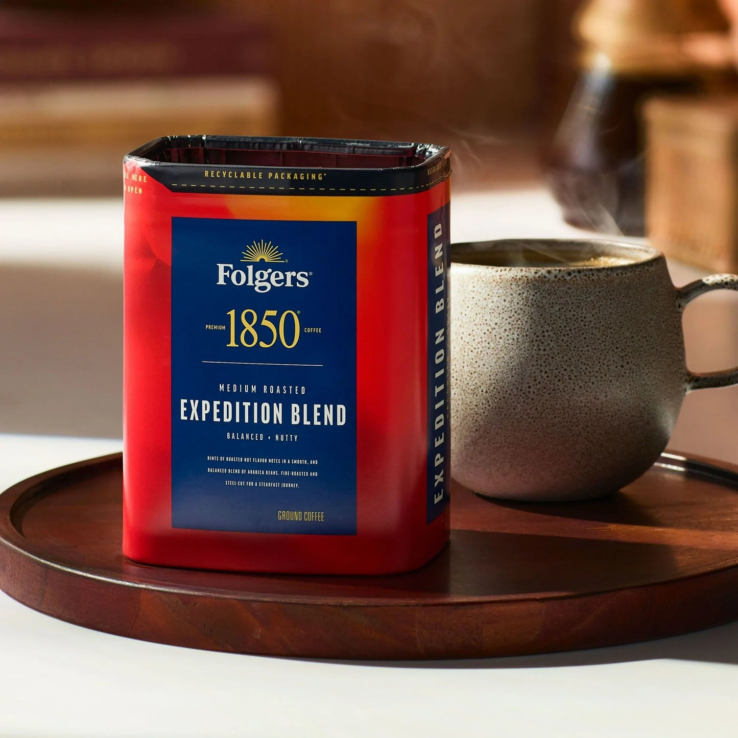 Folgers 1850 Trailblazer Medium Dark Roast Coffee, 12 oz Recyclable Canister