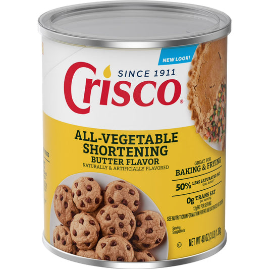 Crisco All-Vegetable Butter Flavor Vegetable Shortening Can, Shelf-Stable, 48 oz