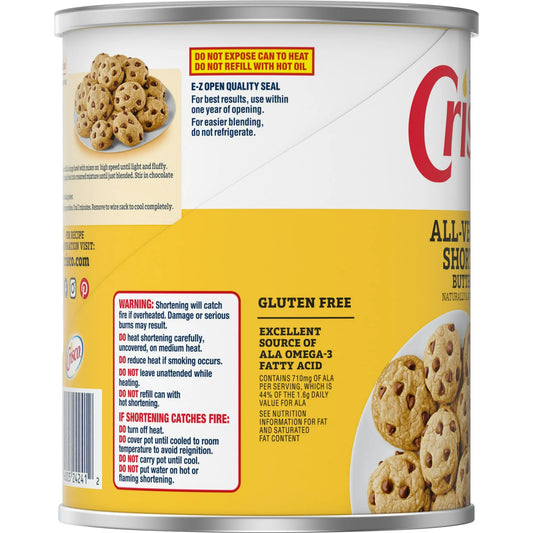 Crisco All-Vegetable Butter Flavor Vegetable Shortening Can, Shelf-Stable, 48 oz