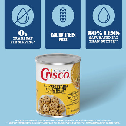 Crisco All-Vegetable Butter Flavor Vegetable Shortening Can, Shelf-Stable, 48 oz