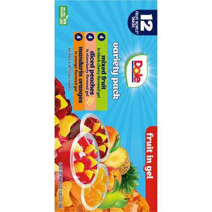 Dole Fruit Bowls Peaches, Mandarin Oranges, and Mixed Fruit in Gel, 4.3 oz Cups (12 Pack)