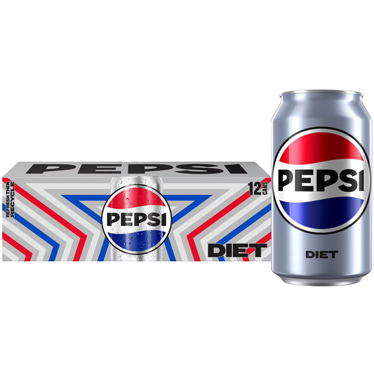Diet Pepsi Cola Soda Pop, 12 fl oz, 12 Pack Cans