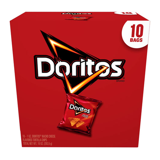Doritos Nacho Cheese Flavored Tortilla Chips 1 oz, 10 Count