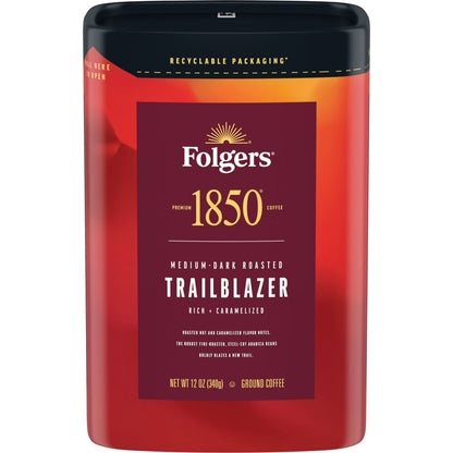 Folgers 1850 Trailblazer Medium Dark Roast Coffee, 12 oz Recyclable Canister