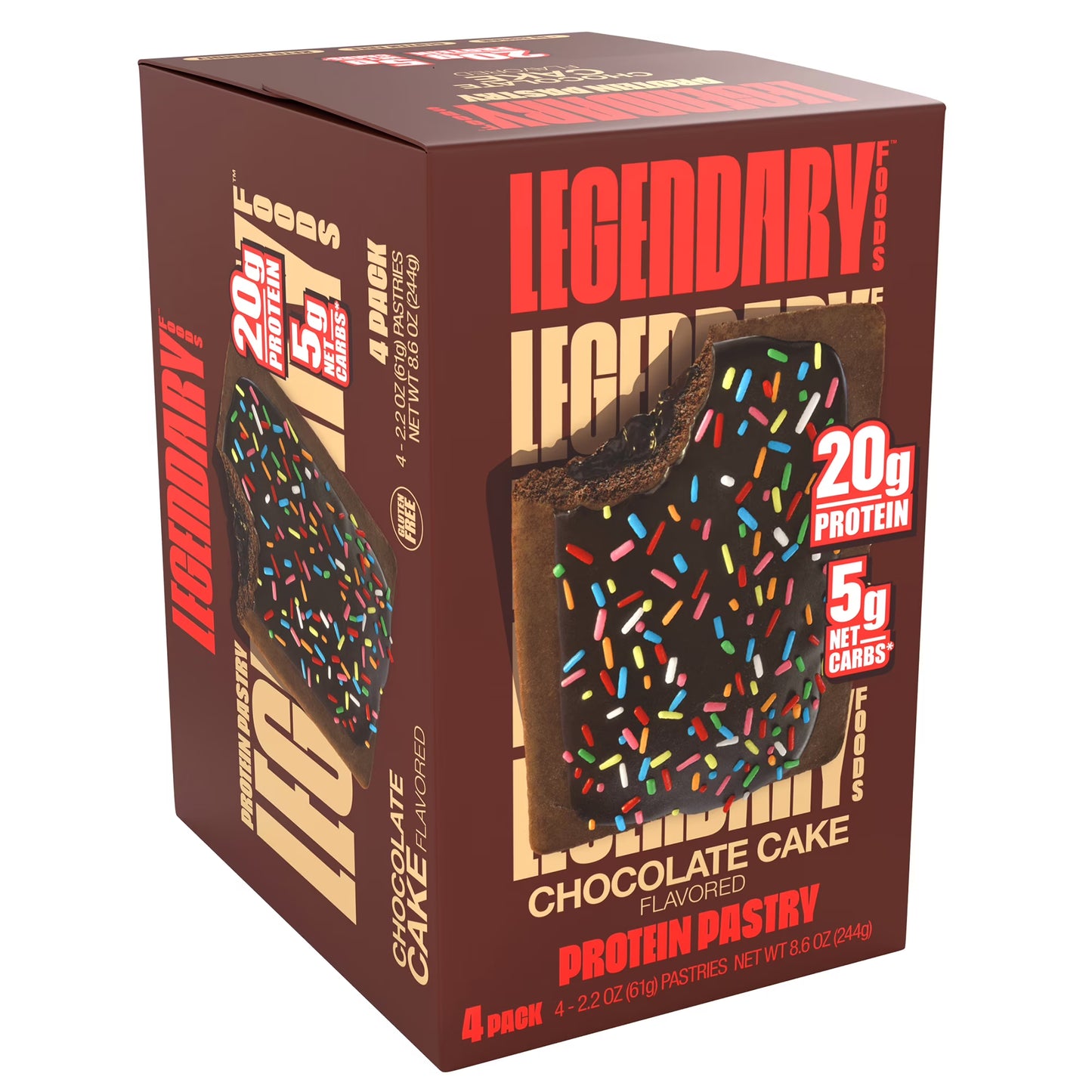 Legendary Foods Protein Pastry - Chocolate Cake 4 Pack | Protein Snack | Gluten-Free| Keto Friendly