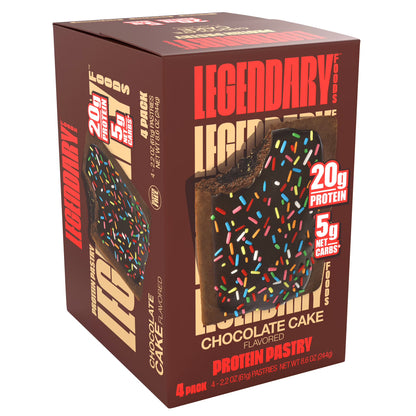 Legendary Foods Protein Pastry - Chocolate Cake 4 Pack | Protein Snack | Gluten-Free| Keto Friendly