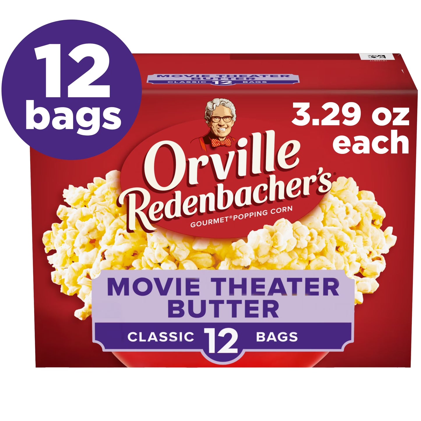 Orville Redenbacher’s Microwave Popcorn Value Size, Movie Theater Butter Flavor, 3.29 oz., 12-Count