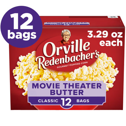 Orville Redenbacher’s Microwave Popcorn Value Size, Movie Theater Butter Flavor, 3.29 oz., 12-Count