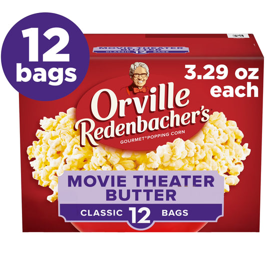 Orville Redenbacher’s Microwave Popcorn Value Size, Movie Theater Butter Flavor, 3.29 oz., 12-Count
