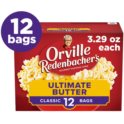 Orville Redenbacher’s Microwave Popcorn Value Size, Ultimate Butter Flavor, 3.29 oz., 12-Count
