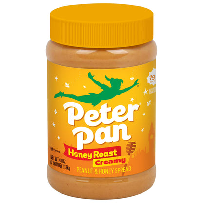 Peter Pan Creamy Honey Roasted Peanut Butter, Smooth, Gluten-Free, 40 oz Jar