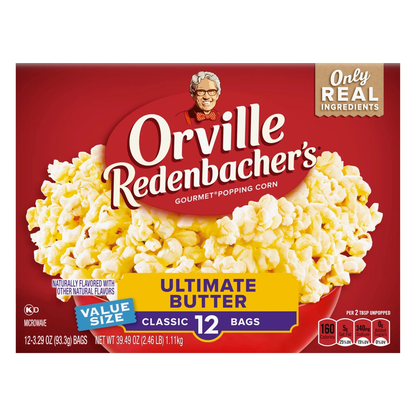 Orville Redenbacher’s Microwave Popcorn Value Size, Ultimate Butter Flavor, 3.29 oz., 12-Count