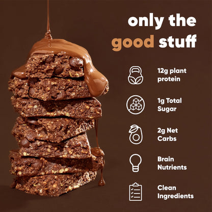 IQBAR Salted Chocolate Protein Bars - Vegan Energy Bars - High Fiber Vegan Snacks - 4 Count Box
