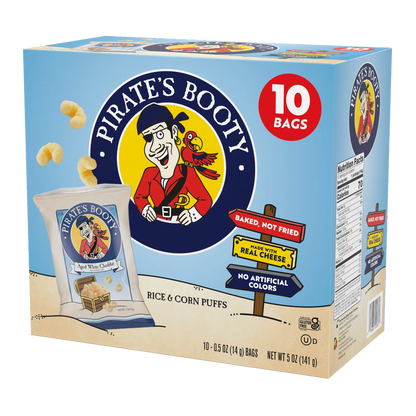 Pirate's Booty Gluten-Free Aged White Cheddar Cheese Puffed Kid Snacks Multipack, 0.5 oz (10 count)
