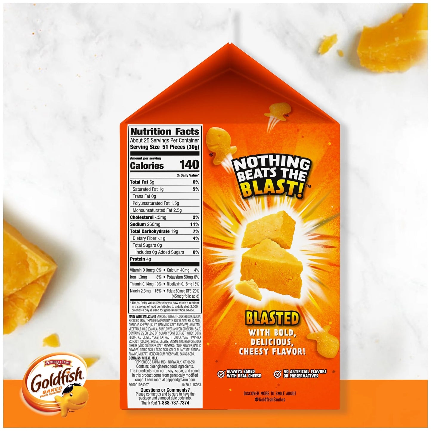 Goldfish Flavor Blasted Xtra Cheddar Cheese Crackers, 27.3 oz Carton
