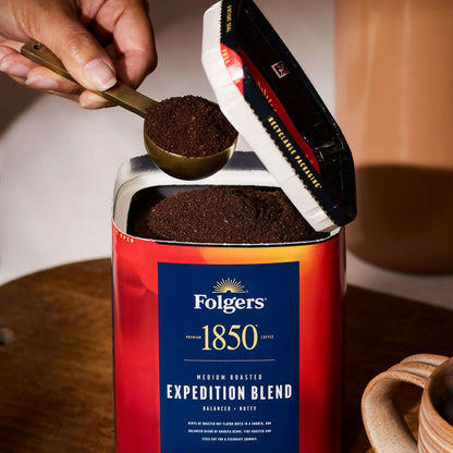 Folgers 1850 Trailblazer Medium Dark Roast Coffee, 12 oz Recyclable Canister