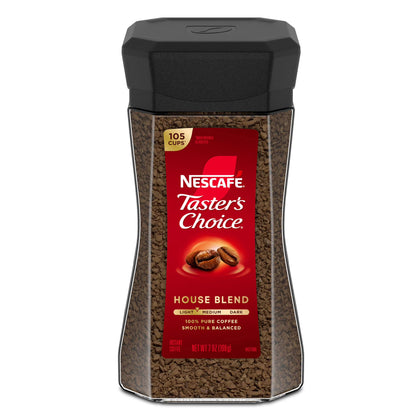 NESCAFÉ Taster's Choice House Blend, Light Medium Roast Instant Coffee, 7 oz, 1 Jar