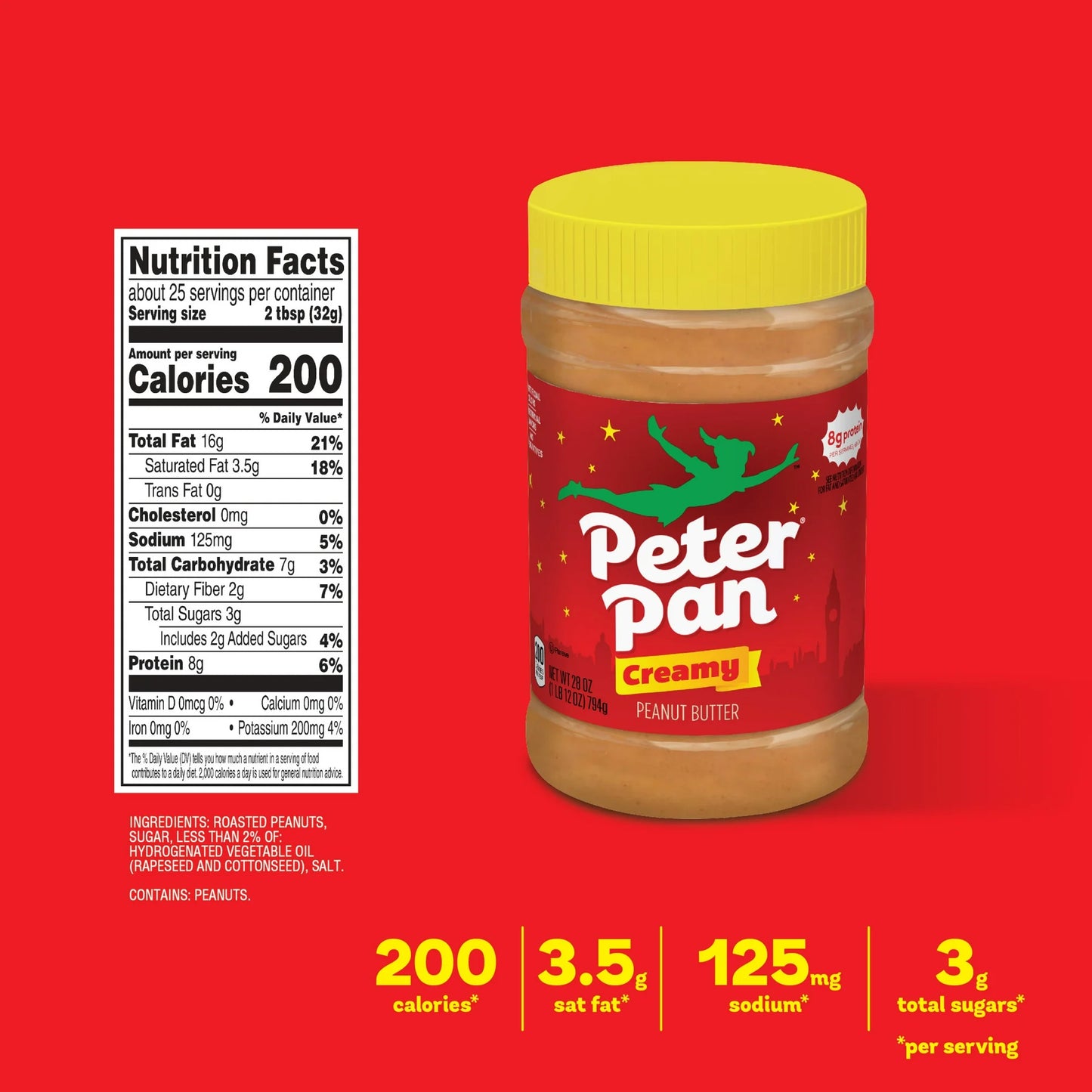 Peter Pan Creamy Peanut Butter Spread, Smooth, Gluten-Free, 40 oz Jar