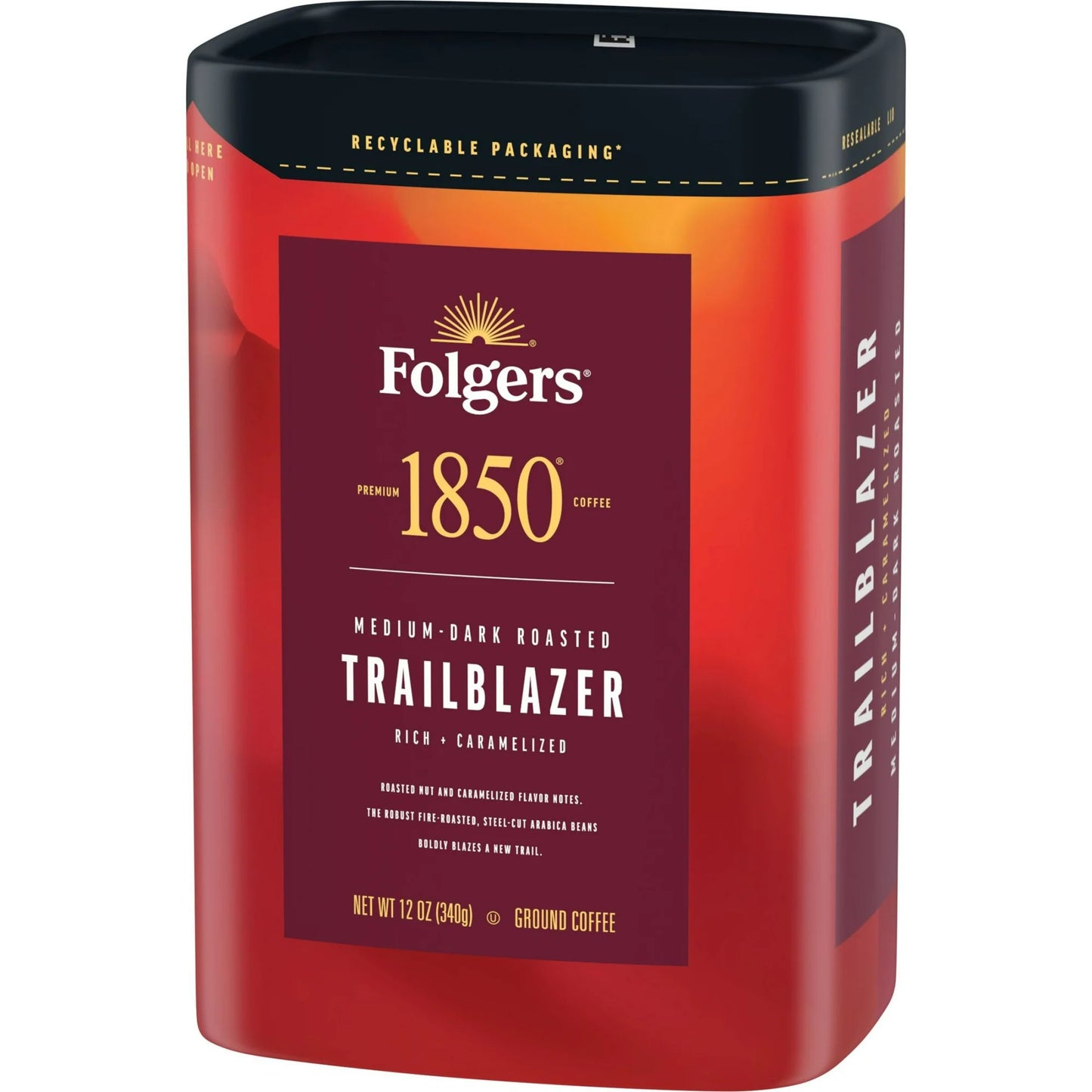 Folgers 1850 Trailblazer Medium Dark Roast Coffee, 12 oz Recyclable Canister