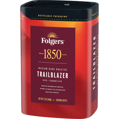 Folgers 1850 Trailblazer Medium Dark Roast Coffee, 12 oz Recyclable Canister