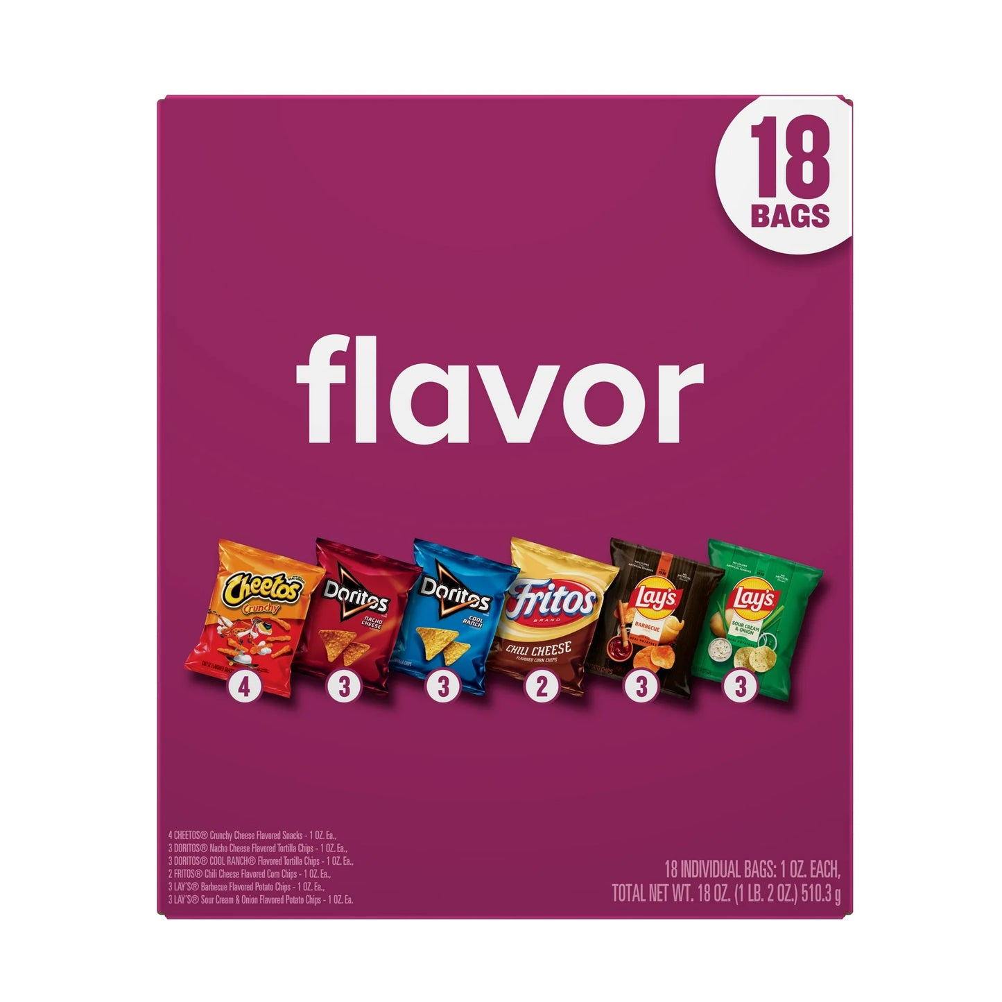Frito Lay Flavor Mix Chips Variety Pack, 1 oz, 18 Count