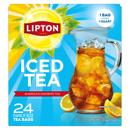 Lipton Unsweetened Black Tea Bags, Family Size, 24 Count
