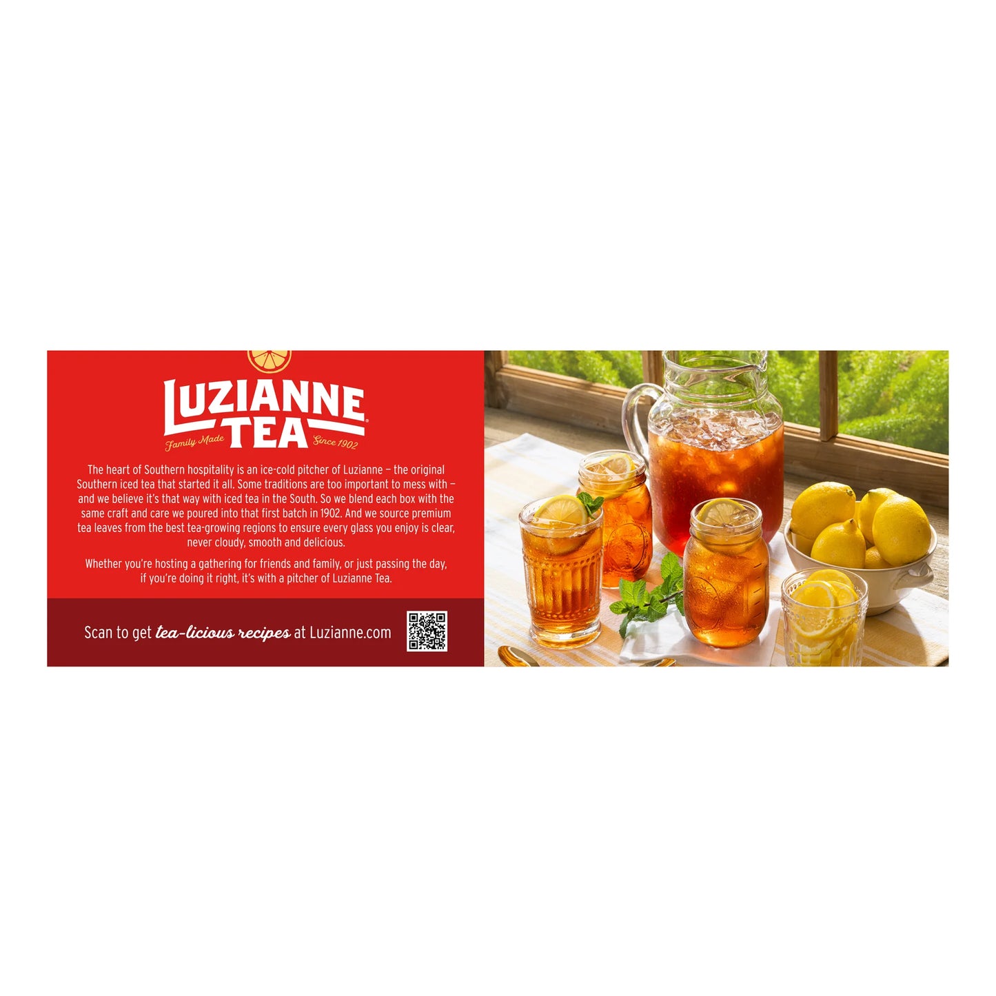 Luzianne Decaffeinated Black Iced Tea Bags, 48 Count
