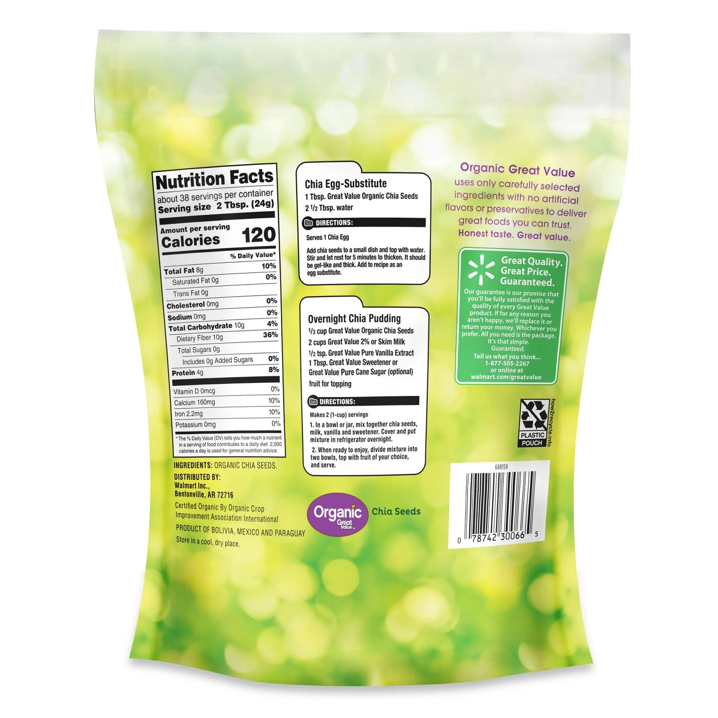 Great Value Organic Chia Seeds, 32 oz