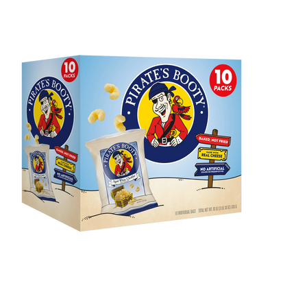 Pirate's Booty Gluten-Free Aged White Cheddar Cheese Puffed Kid Snacks Multipack, 0.5 oz (10 count)