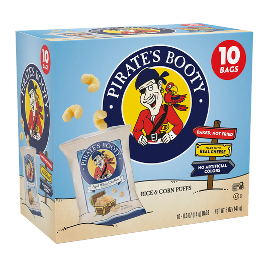 Pirate's Booty Gluten-Free Aged White Cheddar Cheese Puffed Kid Snacks Multipack, 0.5 oz (10 count)