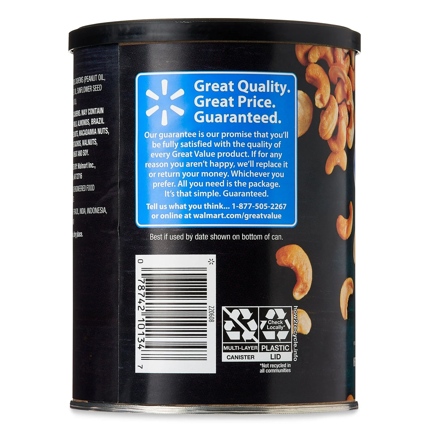 Great Value Deluxe Whole Cashews, Unsalted, 16 oz