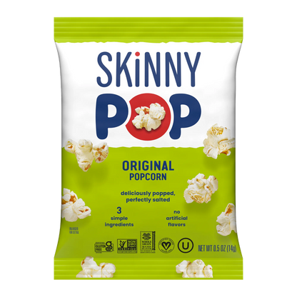 SkinnyPop Gluten-Free Original Popcorn, 0.5 oz Snack-Size Bags, 10 Count