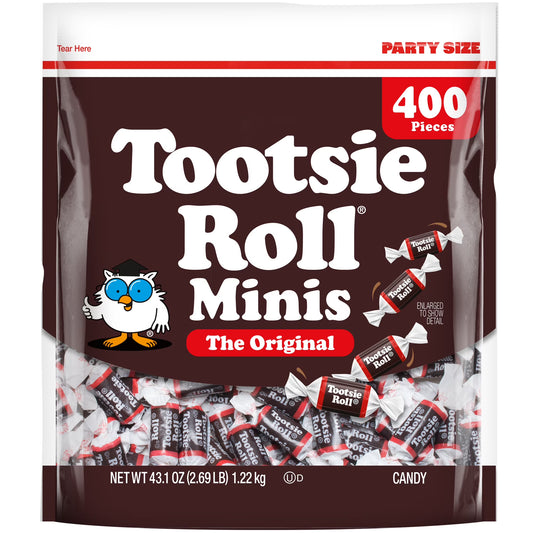 Tootsie Roll, Midgees Chocolate Candy, 43.1 oz (400 Pieces), Peanut Free, Gluten Free, Contains Milk and Soy.