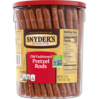 Snyder's of Hanover, Old Fashioned Pretzel Rods, 27 oz Canister