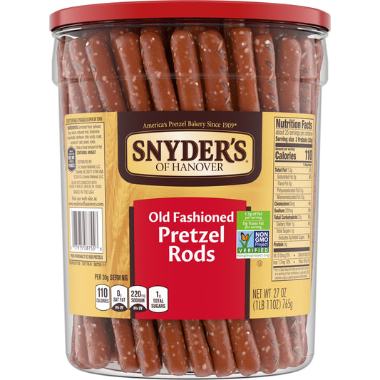 Snyder's of Hanover, Old Fashioned Pretzel Rods, 27 oz Canister